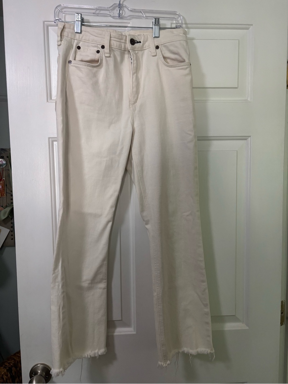 rag & bone Cream Straight-Leg Crop Jeans